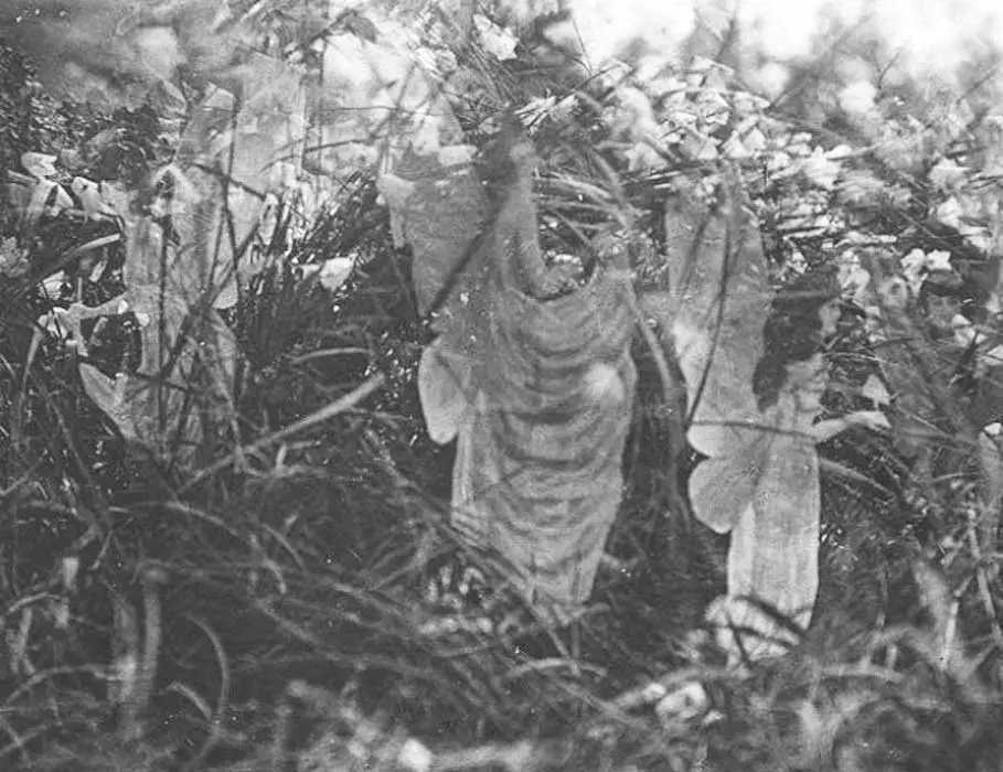Las hadas y su baño de sol, la quinta y última fotografía tomada a las hadas de Cottingley, la que Frances Griffiths insistió en que era auténtica.