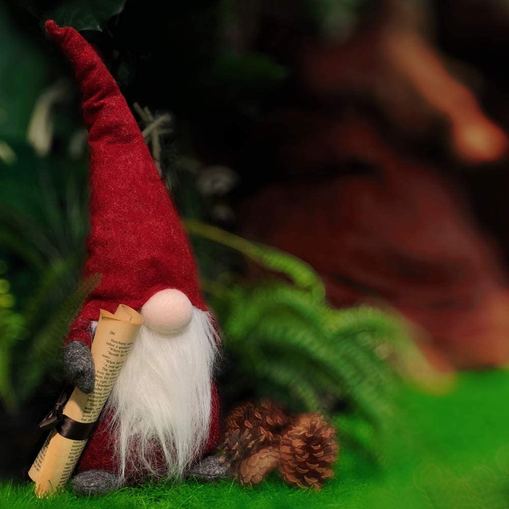 Figura artesanal de Tomte el gnomo de navidad escandinavo con su larga barba Blanca, comprar en Amazon